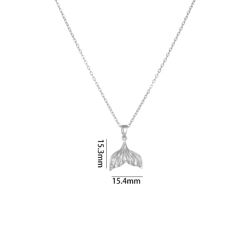 Women's Titanium Steel And Copper Fishtail Zircon Pendant Necklace With Mixed Gem Inlay And Electroplating Ochain Style Simple Design - Image 8