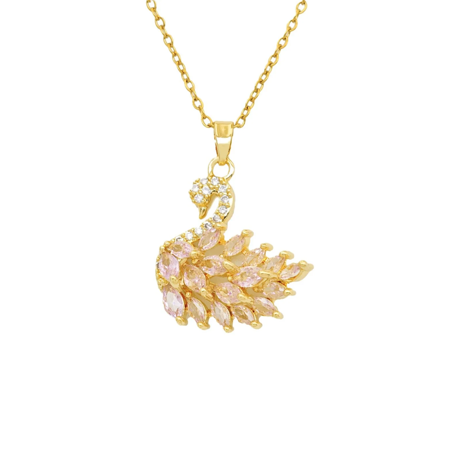 Women's Titanium Steel And Copper Necklace With Swan Design And Real Gold Plating - Image 5