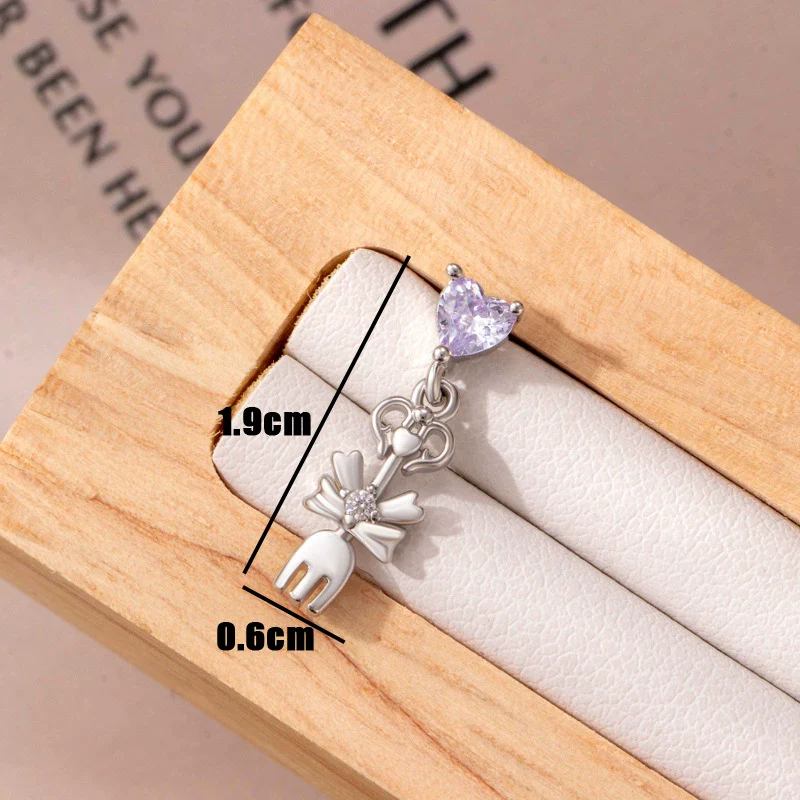 Women's Titanium Steel Bow Inlaid Zircon Personality Ear Nail - Image 8