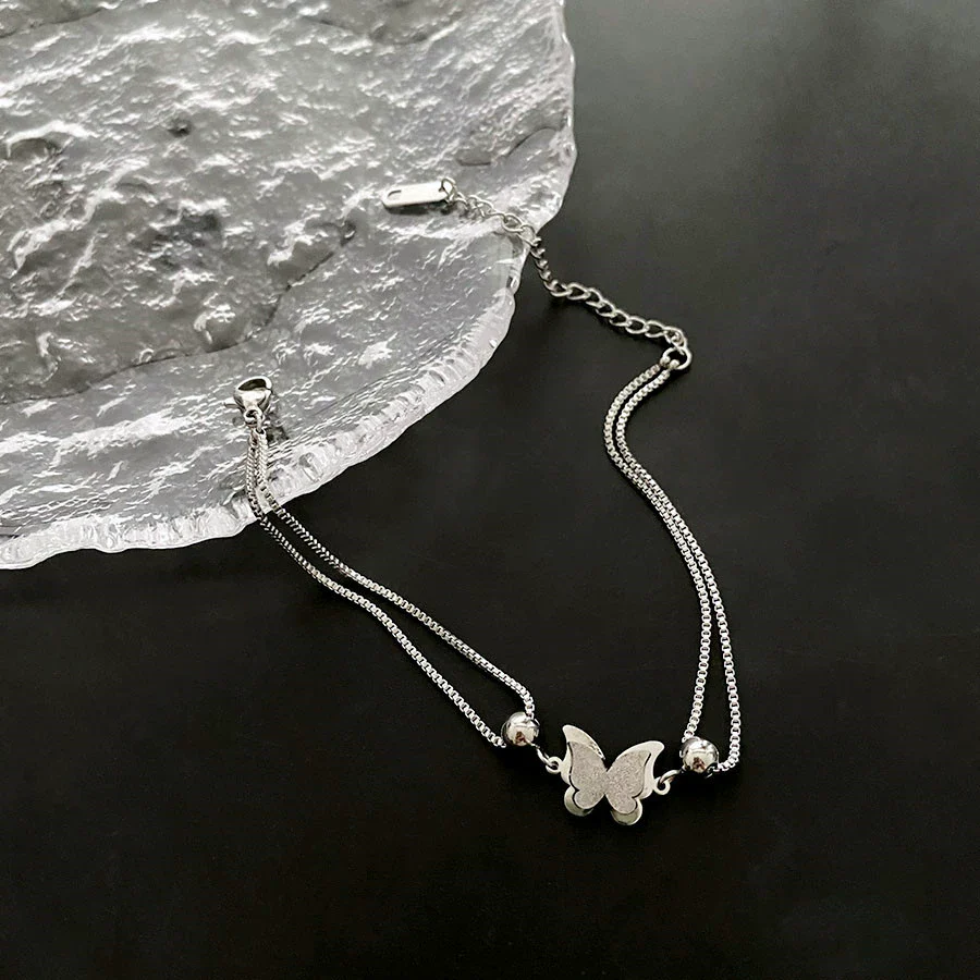 Women's Titanium Steel Butterfly Light Luxury Geometric Polished Bracelet