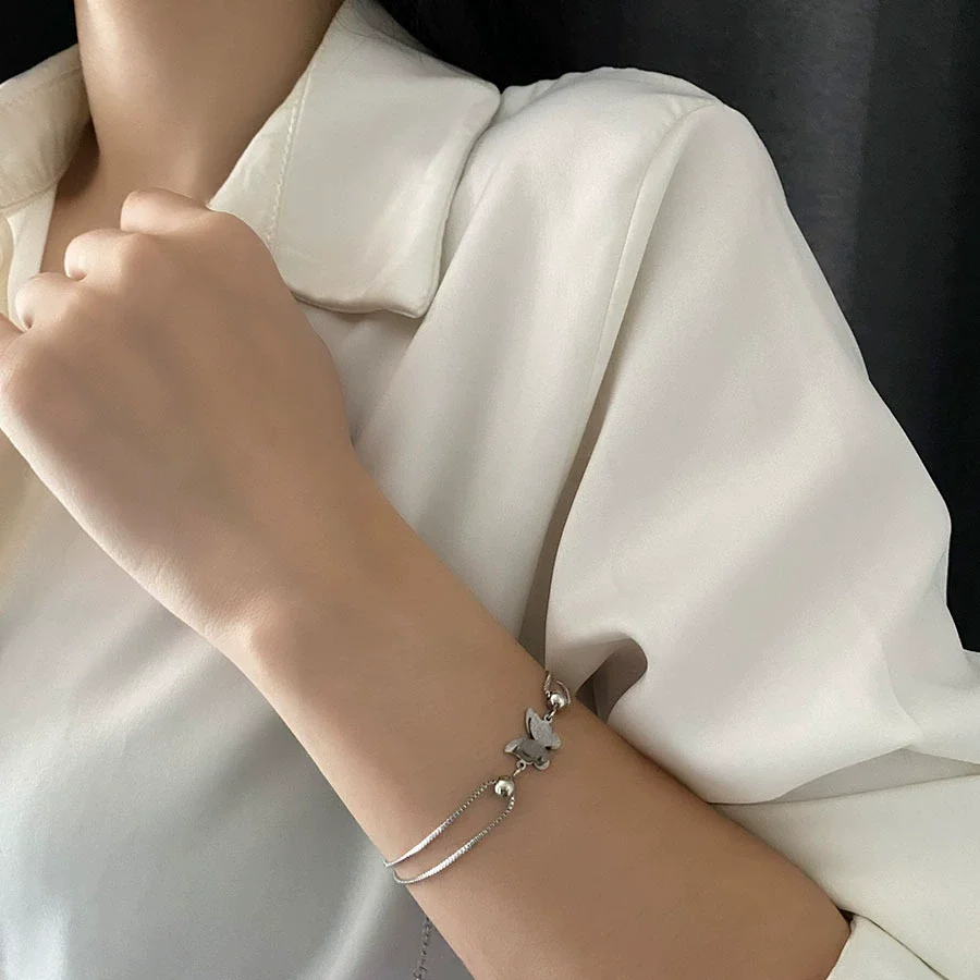 Women's Titanium Steel Butterfly Light Luxury Geometric Polished Bracelet - Image 2