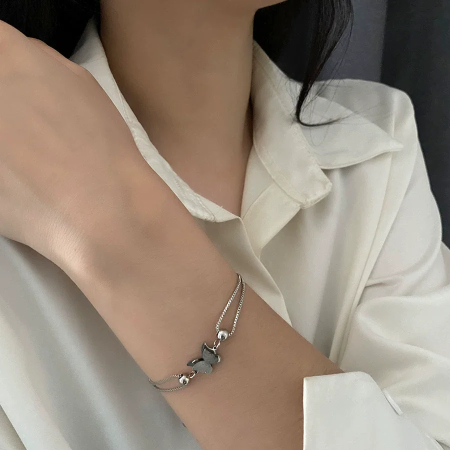 Women's Titanium Steel Butterfly Light Luxury Geometric Polished Bracelet - Image 4