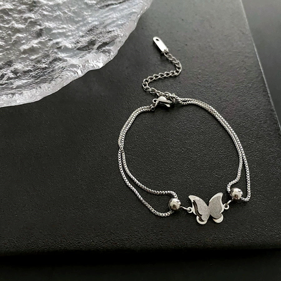 Women's Titanium Steel Butterfly Light Luxury Geometric Polished Bracelet - Image 6