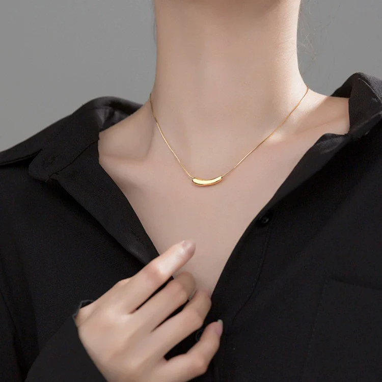 Women's Titanium Steel Clavicle Necklace With Geometric Design And Real Gold Plating In Furnace - Image 2