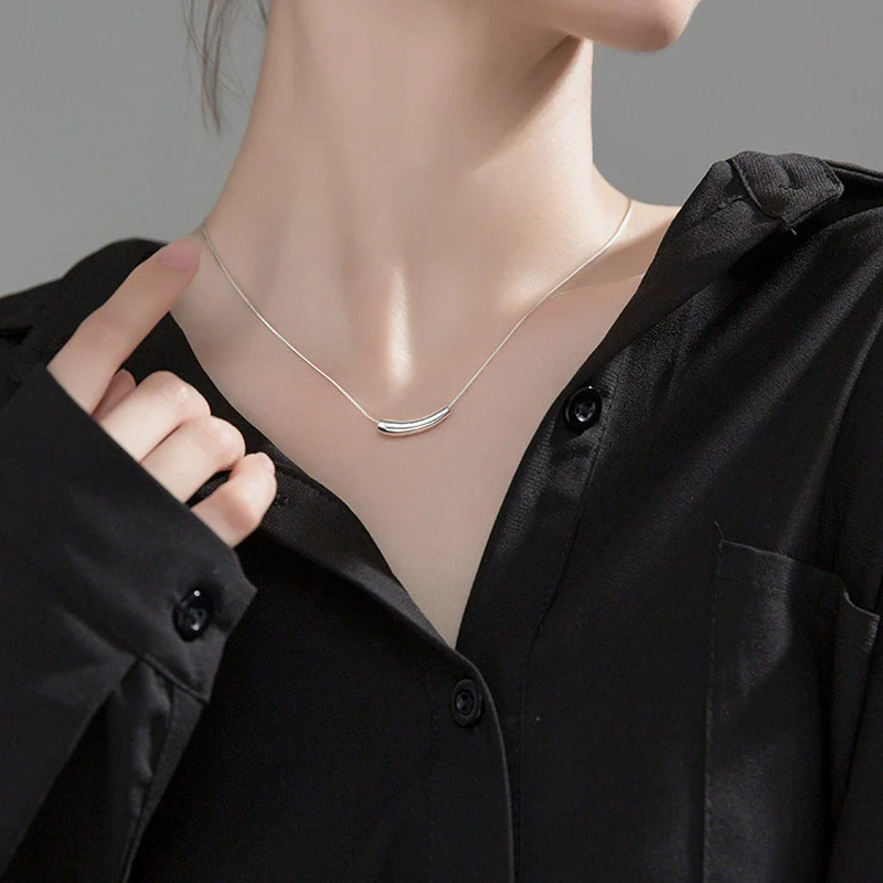 Women's Titanium Steel Clavicle Necklace With Geometric Design And Real Gold Plating In Furnace - Image 7