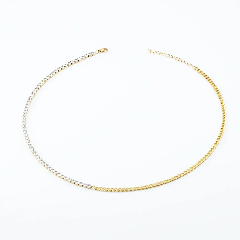 Women's 316L Stainless Steel Cuban Chain Diamond Geometric Fashion Necklace And Bracelet - Image 6