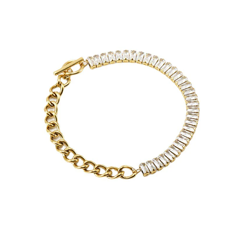 Women's 316L Stainless Steel Geometric Jewelry Necklace And Ot Buckle Ochain Bracelet With Electroplating - Image 5