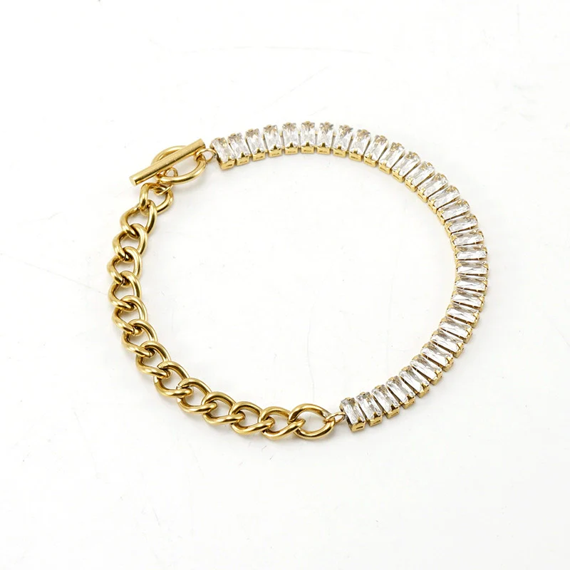 Women's 316L Stainless Steel Geometric Jewelry Necklace And Ot Buckle Ochain Bracelet With Electroplating - Image 6