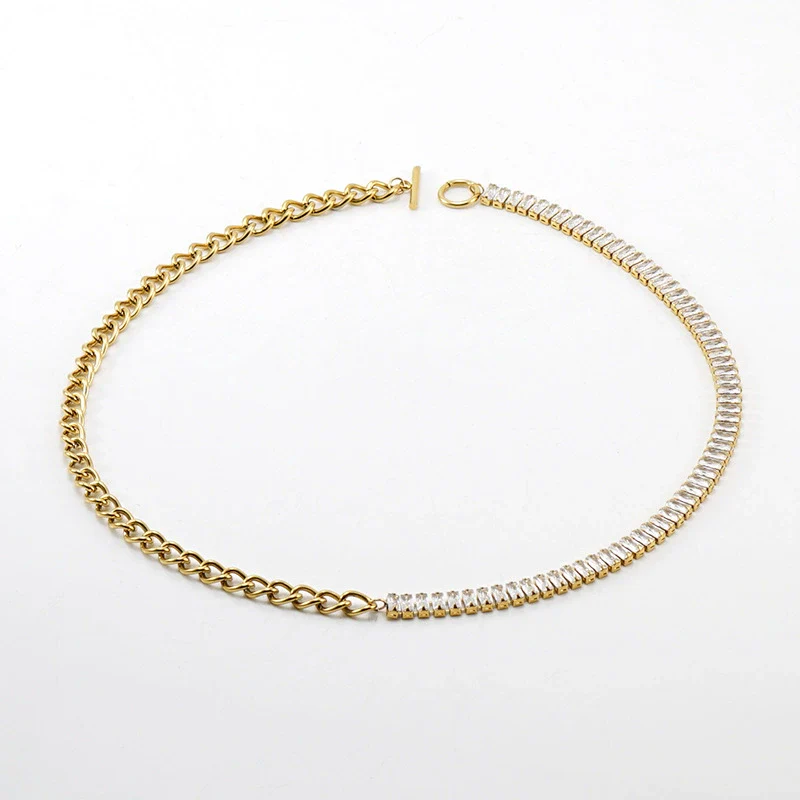 Women's 316L Stainless Steel Geometric Jewelry Necklace And Ot Buckle Ochain Bracelet With Electroplating - Image 7