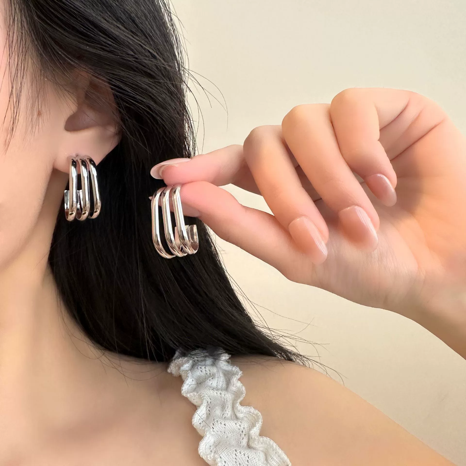 Women's Titanium Steel Geometric Ushaped Electroplated Earrings - Image 10