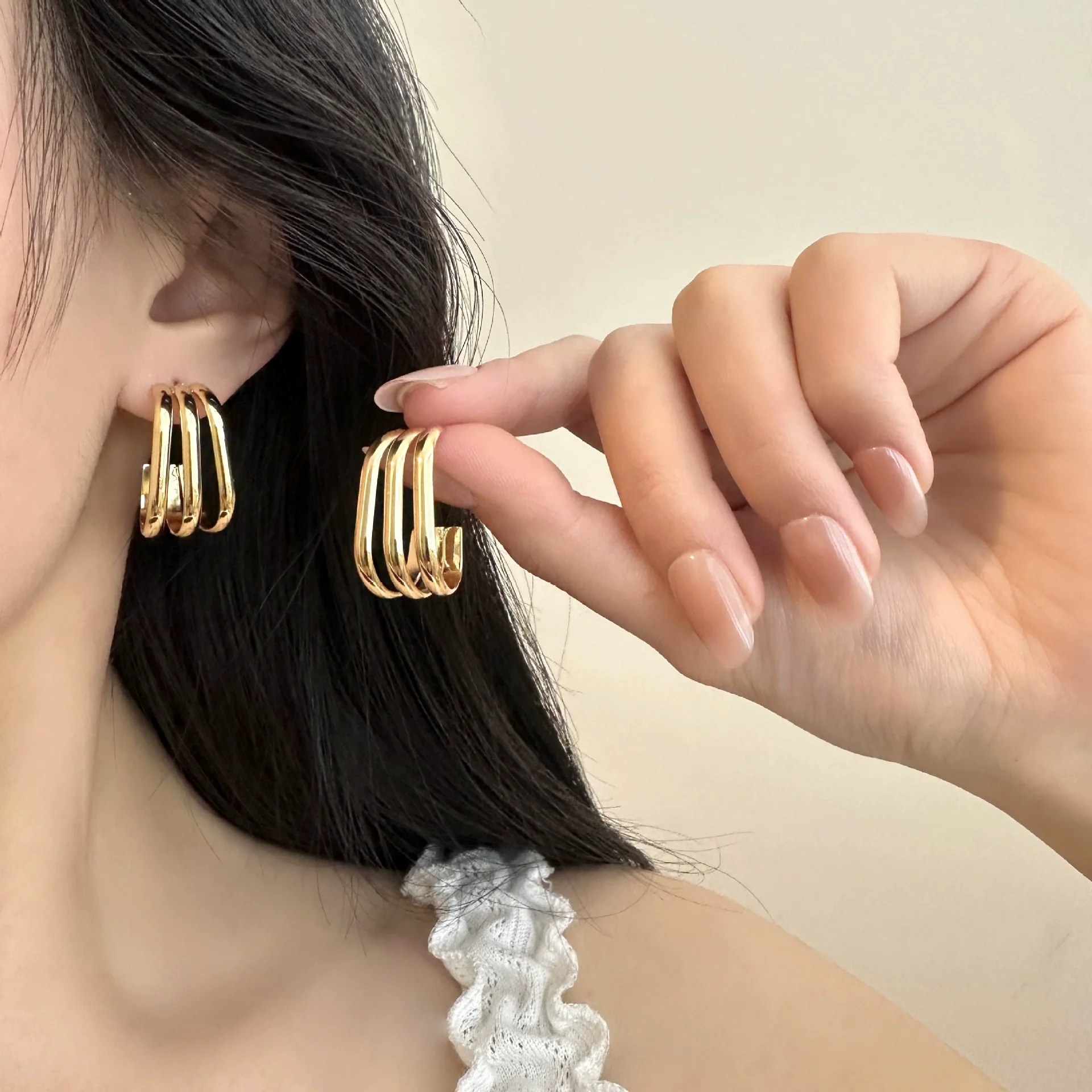 Women's Titanium Steel Geometric Ushaped Electroplated Earrings - Image 11