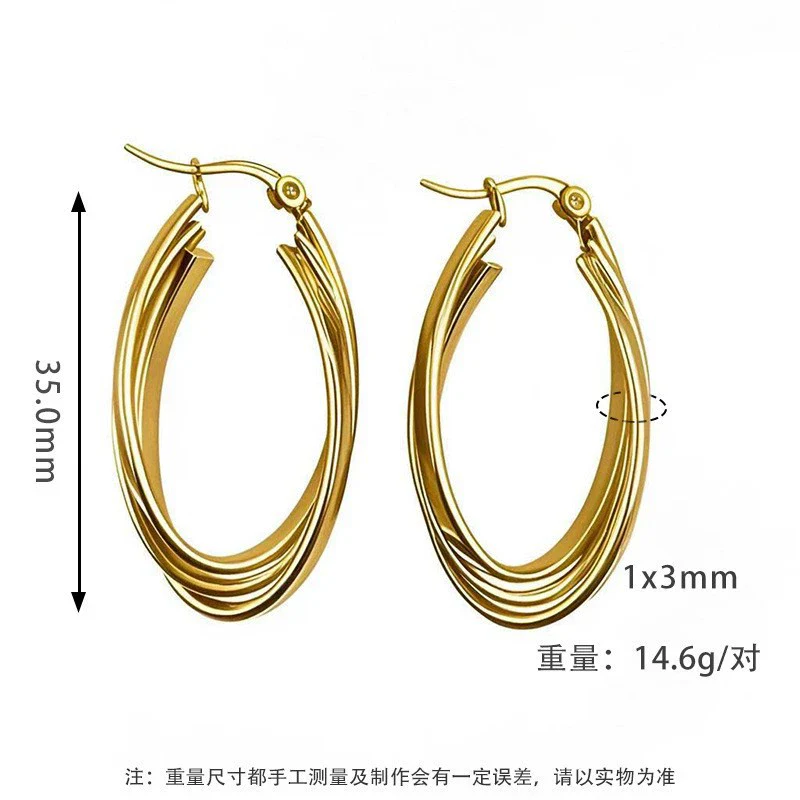 Women's Titanium Steel Geometric Ushaped Electroplated Earrings - Image 12
