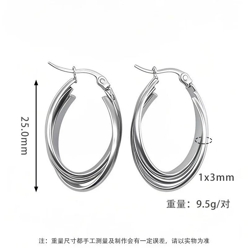 Women's Titanium Steel Geometric Ushaped Electroplated Earrings - Image 14