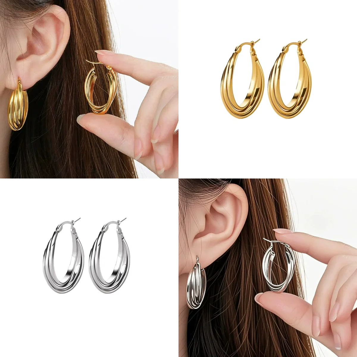 Women's Titanium Steel Geometric Ushaped Electroplated Earrings - Image 2