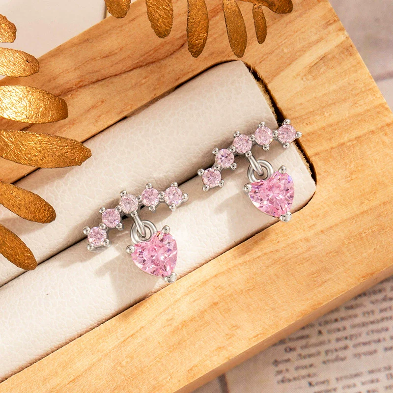 Women's Titanium Steel Heart Shape Zirconia Alternative Style Ear Nail Jewelry