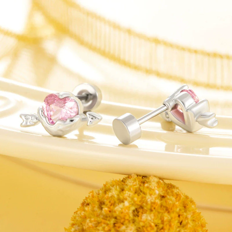 Women's Titanium Steel Heartshaped Electroplated Piercer Earrings - Image 2