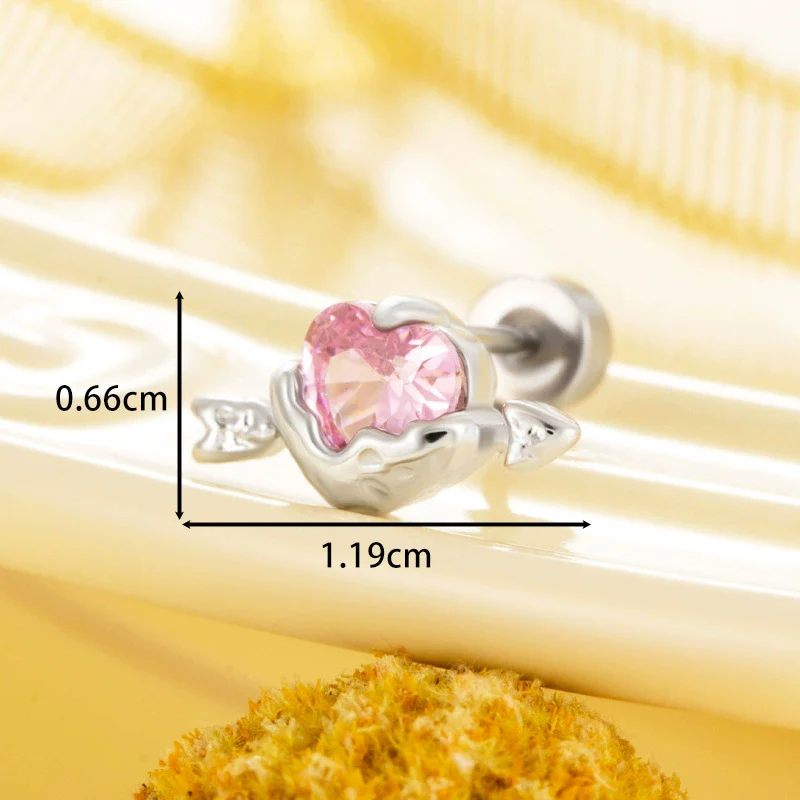 Women's Titanium Steel Heartshaped Electroplated Piercer Earrings - Image 4