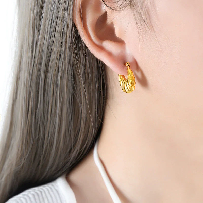Women's Titanium Steel Irregular Geometric Electroplated Earrings - Image 3