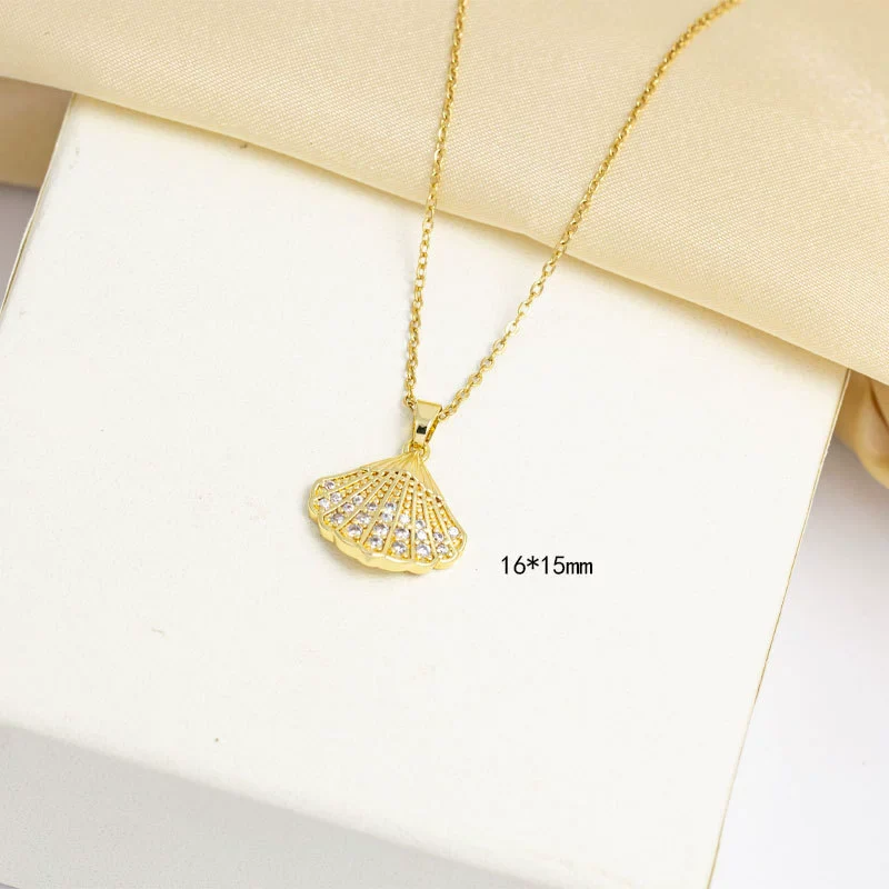 Women's Titanium Steel Jewelry With Shell Gemstones Electroplating Niche Design O Word Chain Collarbone Necklace - Image 2