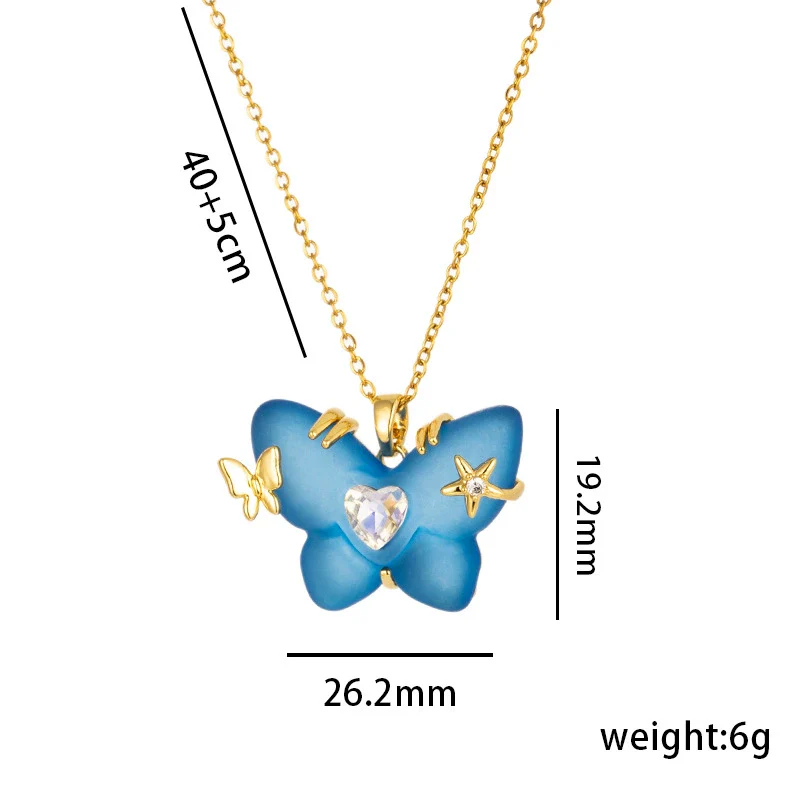 Women's Titanium Steel Micro Inlaid Zircon Butterfly Clavicle Necklace With Geometric Pattern - Image 4