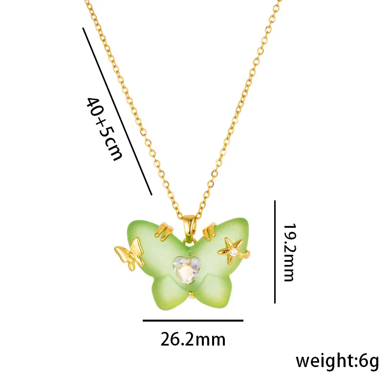 Women's Titanium Steel Micro Inlaid Zircon Butterfly Clavicle Necklace With Geometric Pattern - Image 6