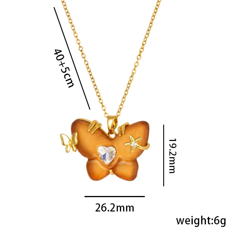 Women's Titanium Steel Micro Inlaid Zircon Butterfly Clavicle Necklace With Geometric Pattern - Image 7