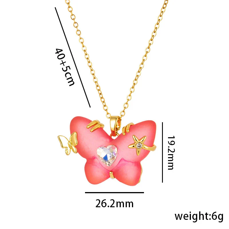 Women's Titanium Steel Micro Inlaid Zircon Butterfly Clavicle Necklace With Geometric Pattern - Image 8