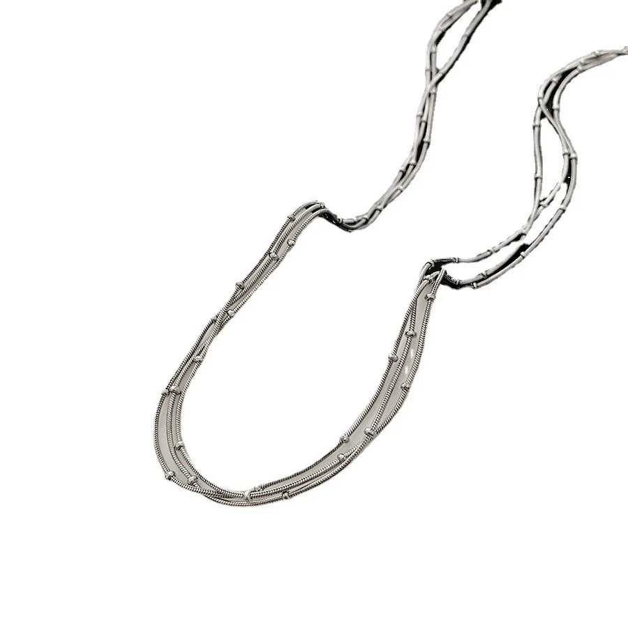 Women's Titanium Steel Multilayer Clavicle Chain With Geometric Design And Polishing Treatment - Image 5