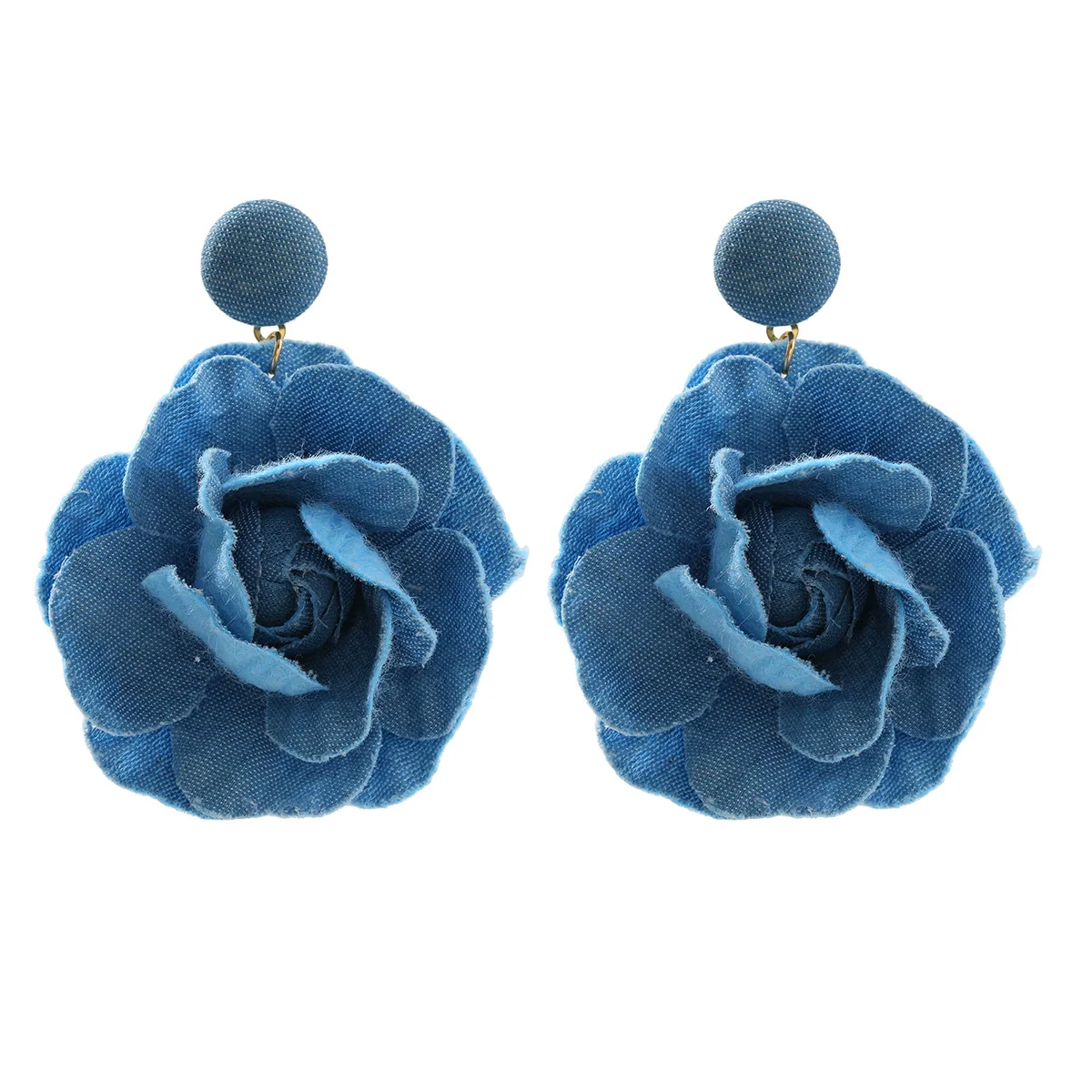 Women's Trendy Alloy Geometric Style Diamond Jewelry Earrings With Blue Rose Pattern - Image 5