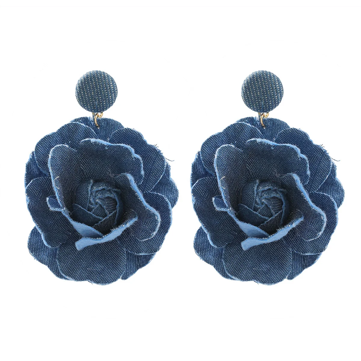 Women's Trendy Alloy Geometric Style Diamond Jewelry Earrings With Blue Rose Pattern - Image 6