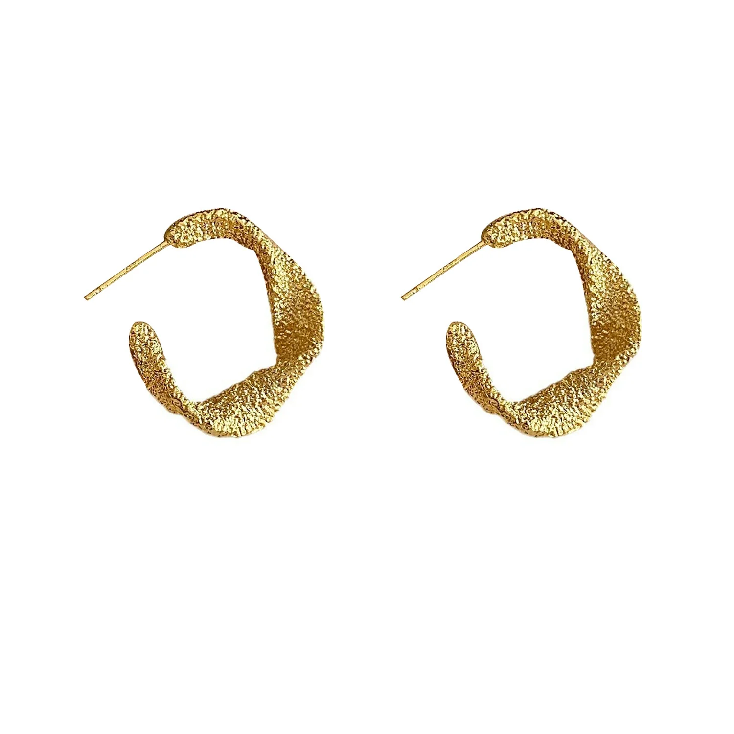 Women's Twisted Metal Frosted Texture Geometric Earrings S925 Silver And Copper Electroplated - Image 5
