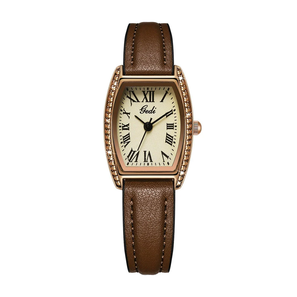 Women's Vintage Classic Barrelshaped Quartz Watch Alloy Case Mineral Reinforced Glass Mirror Stainless Steel Buckle - Image 5