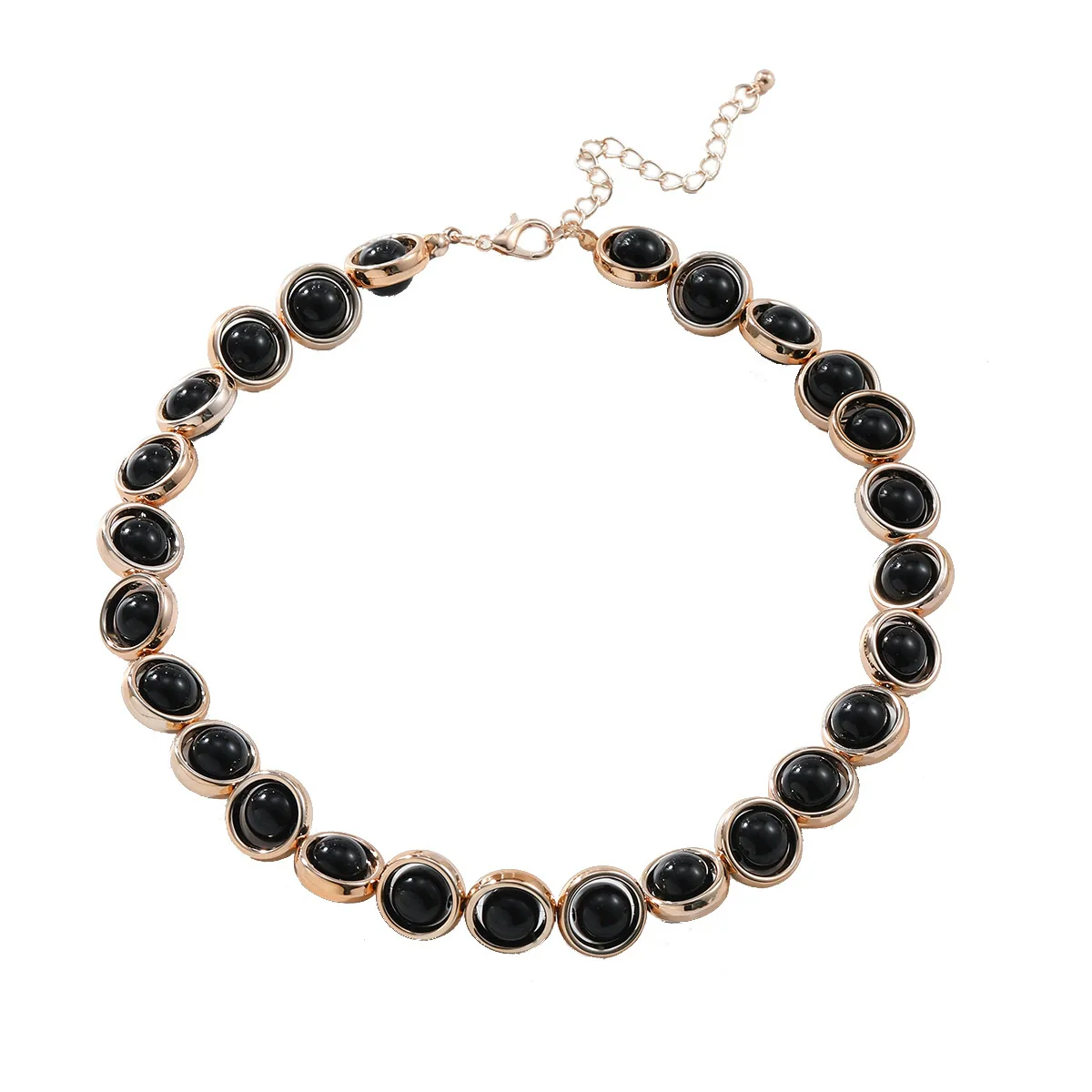 Women's Vintage Geometric Beaded Necklace And Bracelet Made Of Plastic Resin And Alloy Handmade - Image 6