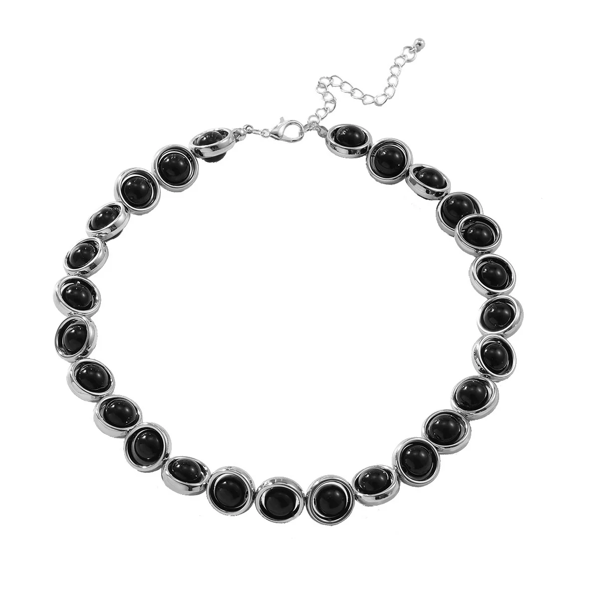 Women's Vintage Geometric Beaded Necklace And Bracelet Made Of Plastic Resin And Alloy Handmade - Image 7