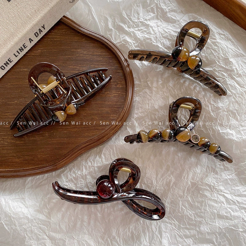 Women's Vintage Light Luxury Acrylic Round Bead Hair Clip Geometric Style Polished - Image 2
