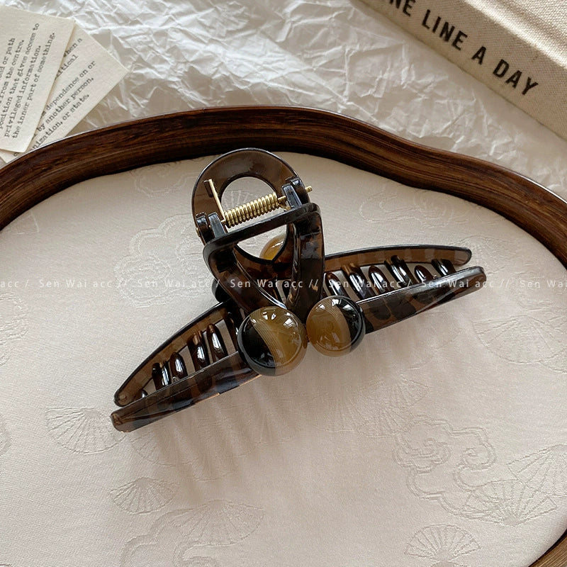 Women's Vintage Light Luxury Acrylic Round Bead Hair Clip Geometric Style Polished - Image 7