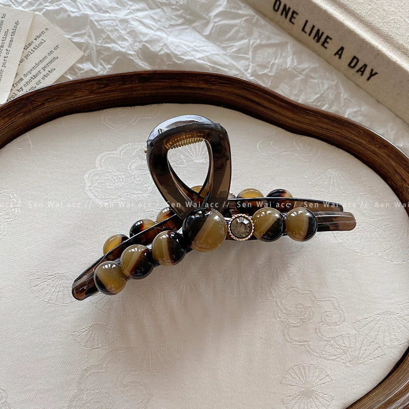 Women's Vintage Light Luxury Acrylic Round Bead Hair Clip Geometric Style Polished - Image 8