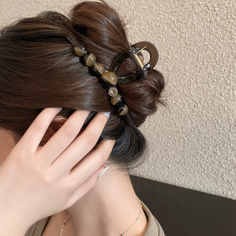 Women's Vintage Light Luxury Acrylic Round Bead Hair Clip Geometric Style Polished - Image 9