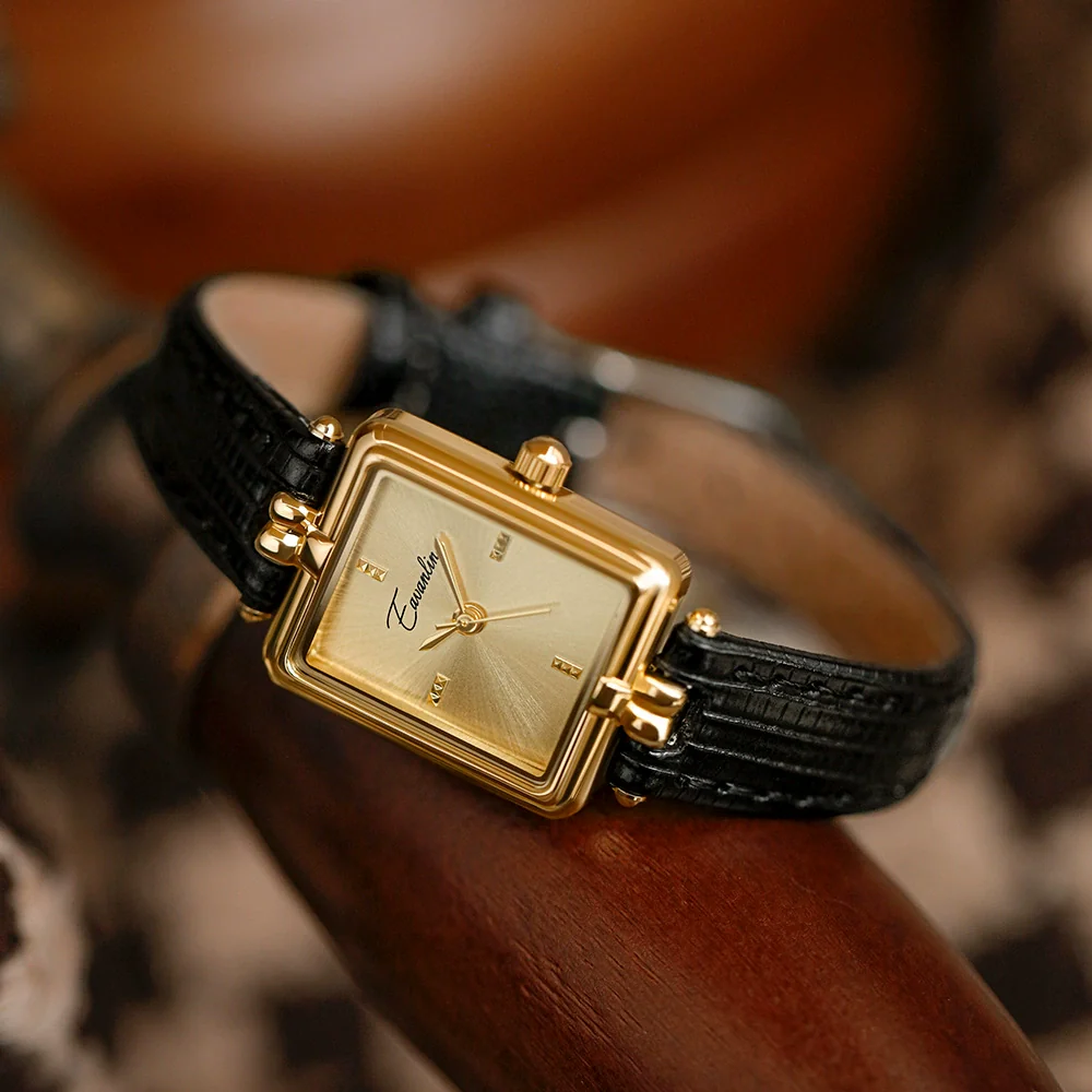 Women's Vintage Niche Light Luxury Square Watch Alloy Case Stainless Steel Clasp Mineral Strengthened Glass Mirror