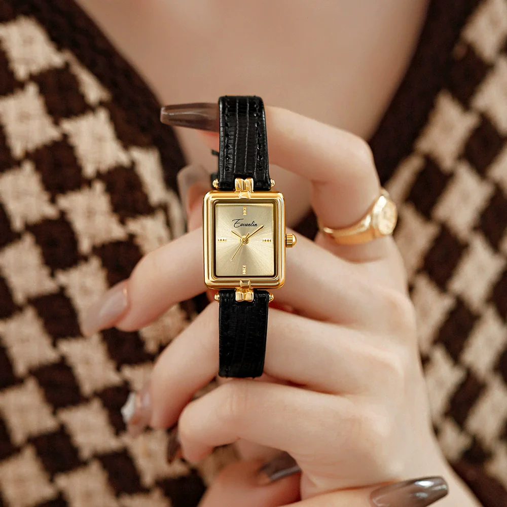 Women's Vintage Niche Light Luxury Square Watch Alloy Case Stainless Steel Clasp Mineral Strengthened Glass Mirror - Image 3