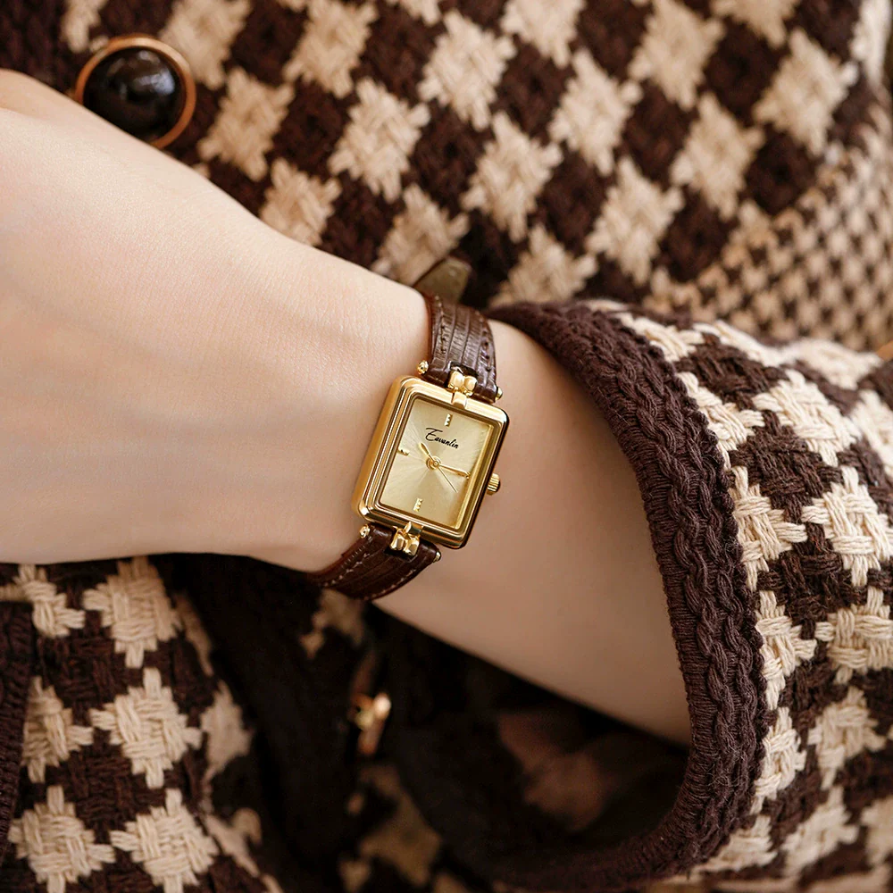 Women's Vintage Niche Light Luxury Square Watch Alloy Case Stainless Steel Clasp Mineral Strengthened Glass Mirror - Image 4