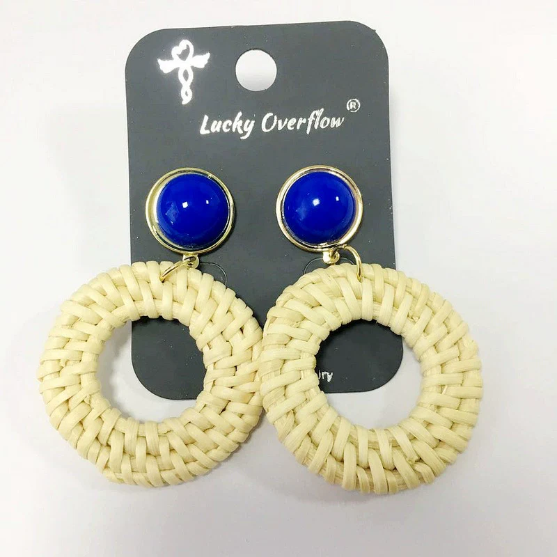 Women's Wood Geometric Large Circle Earrings With Electroplating - Image 12