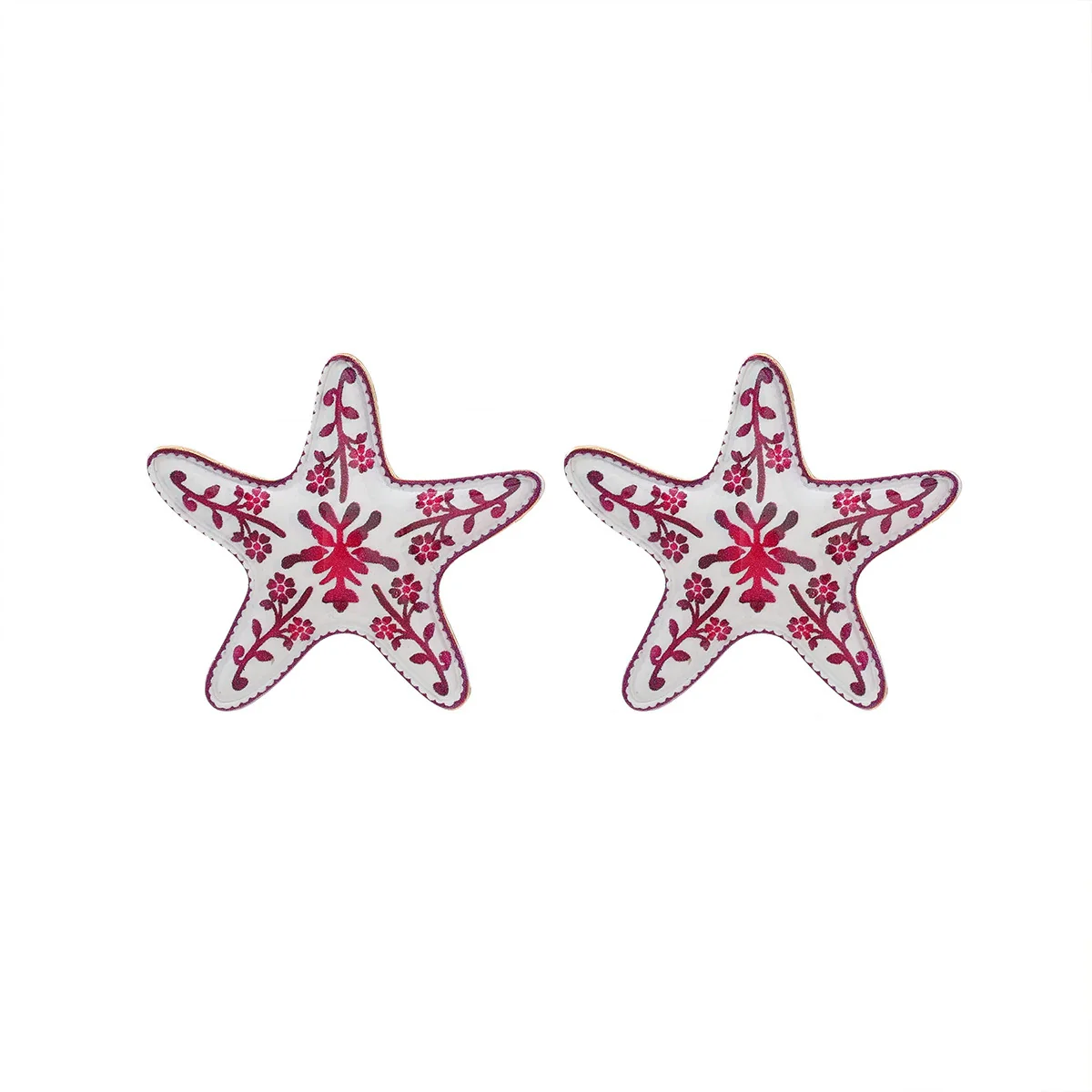 Women's Zinc Alloy Star Shaped Dripping Oil Fashion Earrings With Star Print - Image 5