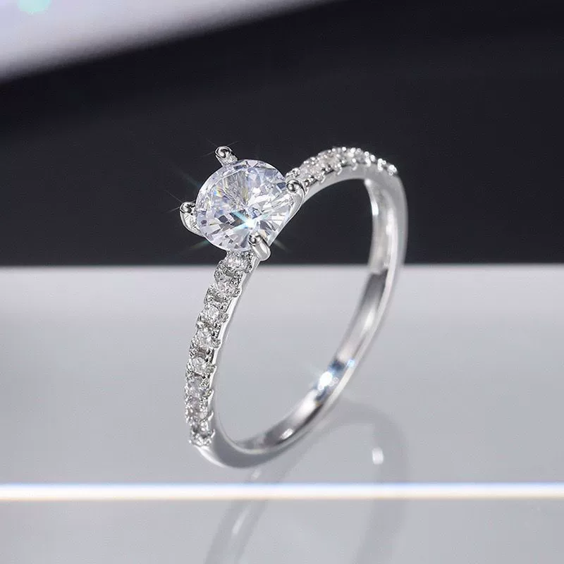 Women's Zircon Engagement Ring Copper Inlay Geometric Style - Image 2