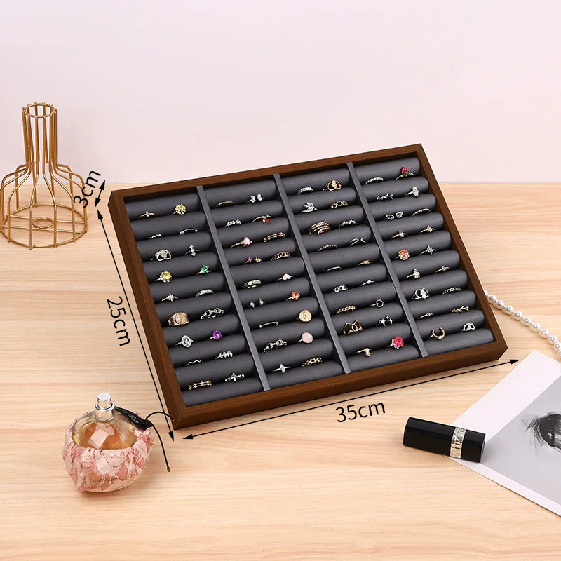 Wooden Jewelry Black Walnut Ring Earrings Necklace Pendant Jewelry Storage Plate High Sense Style Splicing Process - Image 10