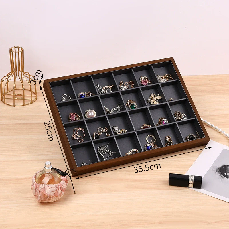 Wooden Jewelry Black Walnut Ring Earrings Necklace Pendant Jewelry Storage Plate High Sense Style Splicing Process - Image 11