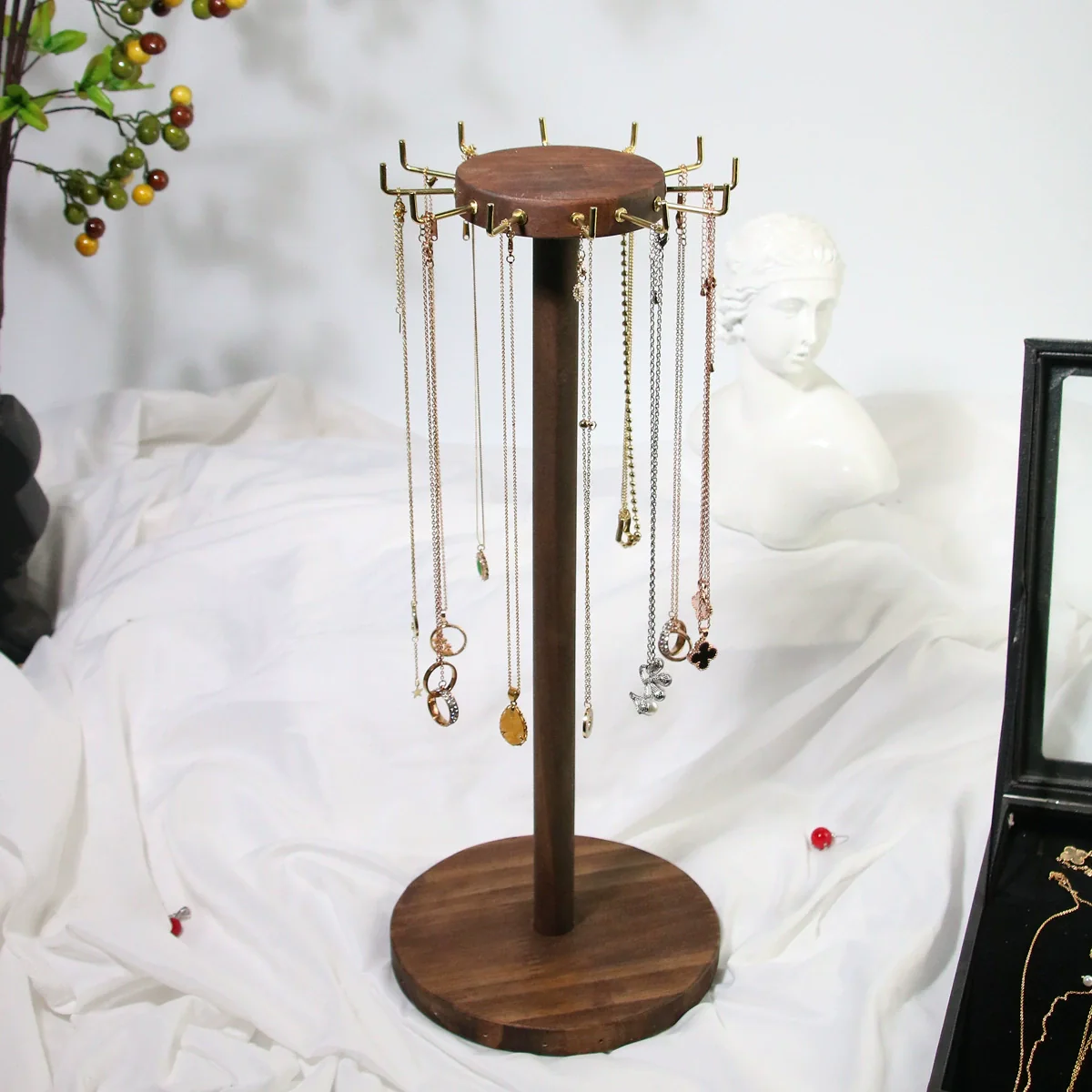 Wooden Jewelry Display Rack Round For Necklaces And Bracelets - Image 4