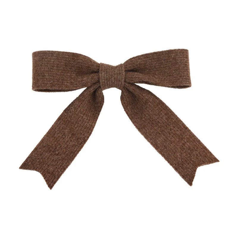 Wool Knitted Bow Handmade Women's Hairpin Spring Clip Headwear - Image 5