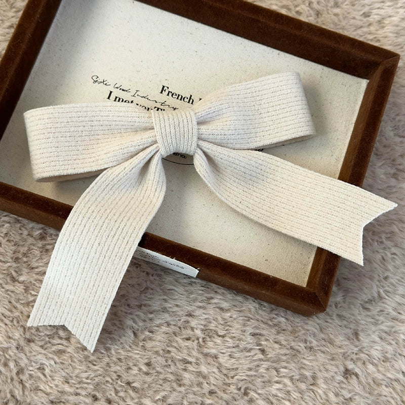 Wool Knitted Bow Handmade Women's Hairpin Spring Clip Headwear - Image 6