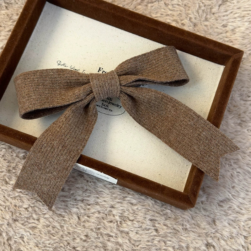 Wool Knitted Bow Handmade Women's Hairpin Spring Clip Headwear - Image 7
